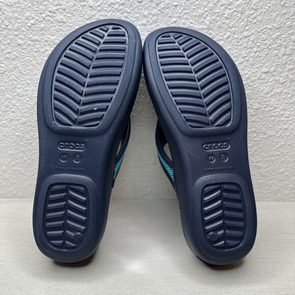 Crocs Monterey Bead Strap Womens Navy Blue Wedge Sandals - Picture 6 of 7